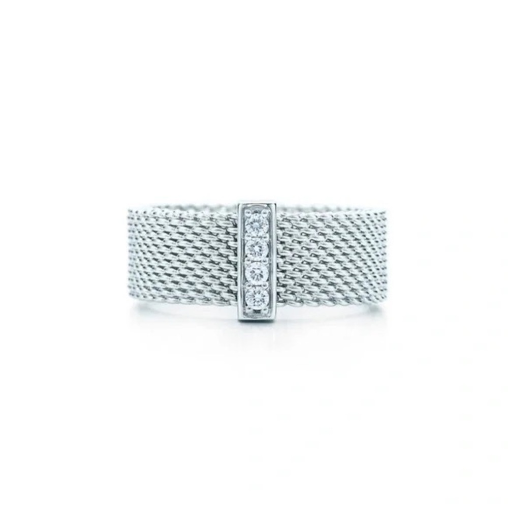 Tiffany and Co. Somerset ring, sterling silver with diamonds, size 4.5